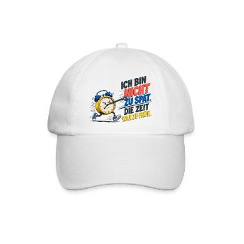 Ich Bin Nicht Zu Spät – Wecker Spruch - Baseballkappe - Weiß/Weiß - Vorne