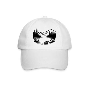 Lac de montagne minimaliste avec bateau à rames - Casquette classique - blanc/blanc - Devant