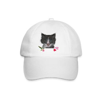 Kitten with hearts - Baseball Cap - white/white - Front