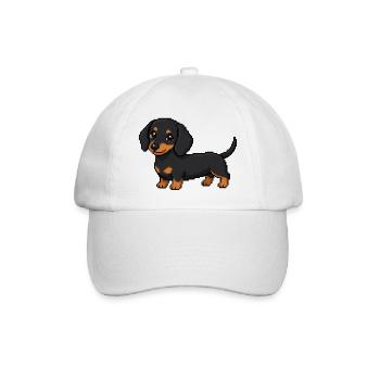 Cute Dachshund – Retro Pixel Art Dog - Baseball Cap - white/white - Front
