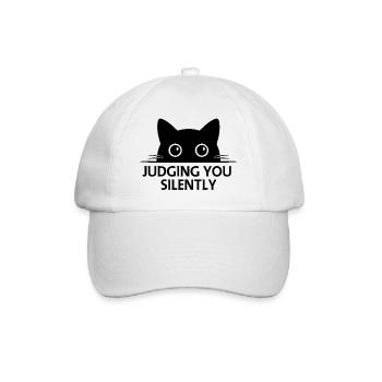Black Cat Cute Cats Face Line Art - Baseball Cap - white/white - Front