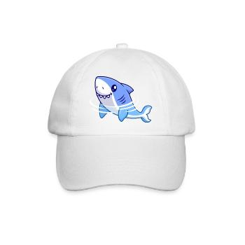 Shark Cartoon - Baseball Cap - white/white - Front