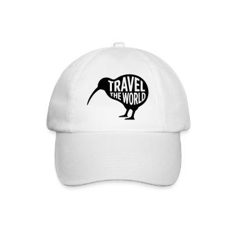 Kiwi Vogel Travel The World – Lustiges Reisen - Baseballkappe - Weiß/Weiß - Vorne