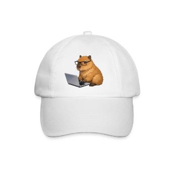 Capybara on the laptop - Baseball Cap - white/white - Front