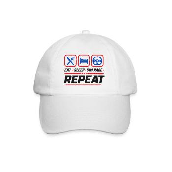 Eat sleep sim race repeat for sim racing fans - Baseball Cap - white/white - Front