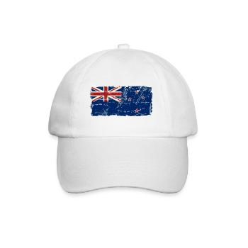 New Zealand Flag - Vintage Look - Baseballkappe - Weiß/Weiß - Vorne
