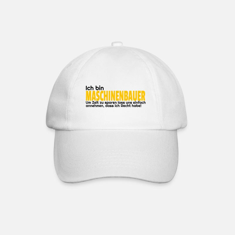 Maschinenbau Geschenkidee fun Ingenieur Maschbau - Baseballkappe - Weiß/Weiß
