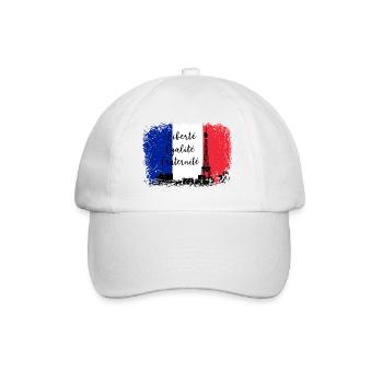 Drapeau français Liberté Egaliteé Fraternité Eiffel - Casquette classique - blanc/blanc - Devant