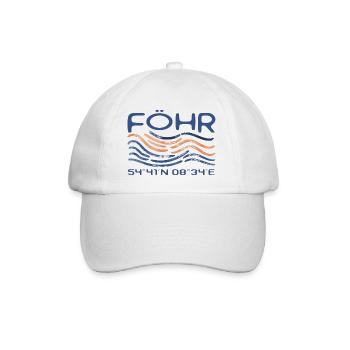 Föhr GPS Koordinaten Nordsee Insel - Baseballkappe - Weiß/Weiß - Vorne