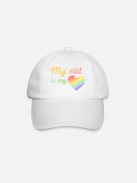 Meine Katze ist meine liebe Regenbogenfarben - Baseballkappe - Weiß/Weiß