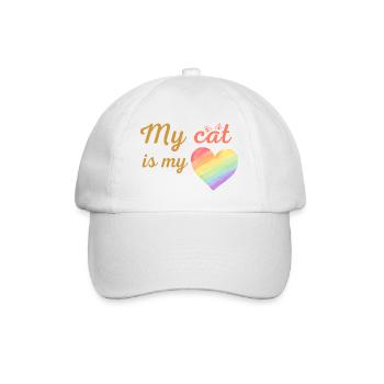 Meine Katze ist meine liebevolle Regenbogenorange - Baseballkappe - Weiß/Weiß - Vorne