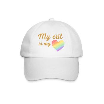 Meine Katze ist mein liebevoller Regenbogen - Baseballkappe - Weiß/Weiß - Vorne