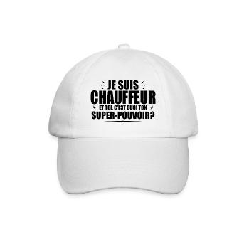 Ich bin Fahrer. Was ist deine Superkraft? - Baseballkappe - Weiß/Weiß - Vorne