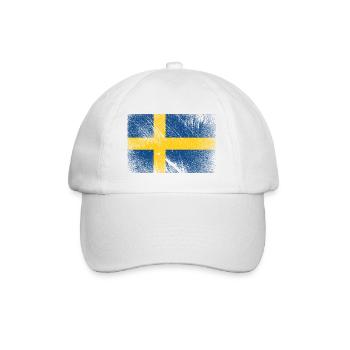 Schweden Flagge - Vintage Grunge - Baseballkappe - Weiß/Weiß - Vorne
