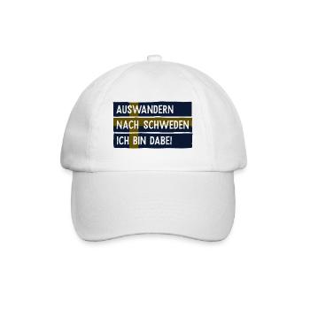 Auswandern nach Schweden Liebe Abenteuer Urlaub - Baseballkappe - Weiß/Weiß - Vorne