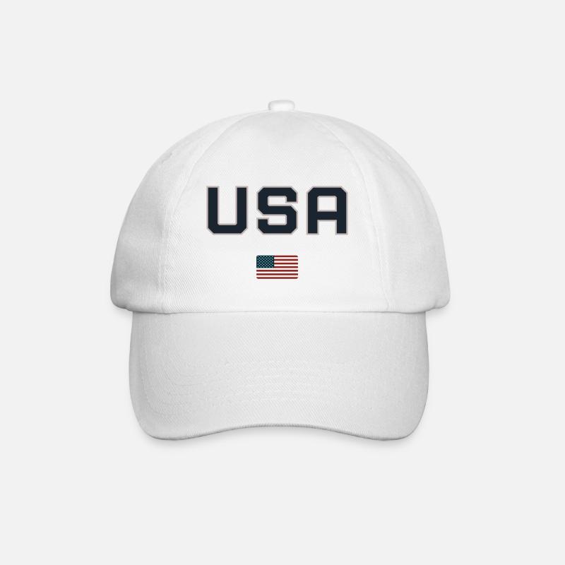 USA mit Flagge - Baseballkappe - Weiß/Weiß