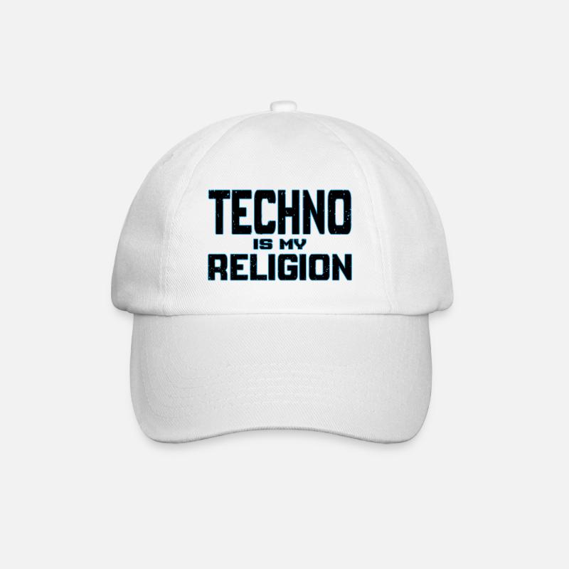 Techno ist meine Religion Hard Dark Acid Techno Musik - Baseballkappe - Weiß/Weiß