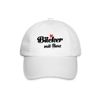 Bäcker mit Herz Bäckerin Backen Konditor Bäckerei - Baseballkappe - Weiß/Weiß - Vorne
