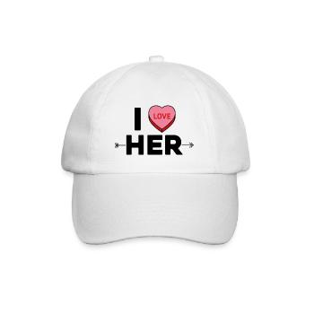 "I love her" / V-Day - Baseballkappe - Weiß/Weiß - Vorne