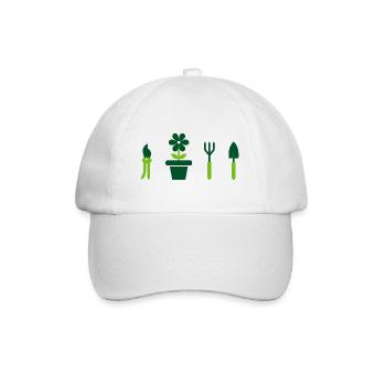 Jardin, jardinage, lit, plantes, sécateurs - Casquette classique - blanc/blanc - Devant
