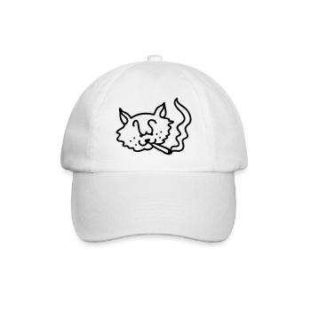 Smoking Cat - Line - Baseball Cap - white/white - Front