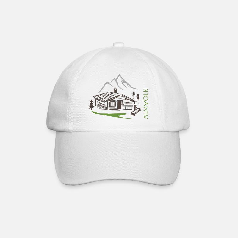 ALMVOLK Almhütte - Baseballkappe - Weiß/Weiß