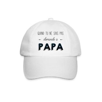 Quand tu sais pas demande a papa - Casquette classique - blanc/blanc - Devant