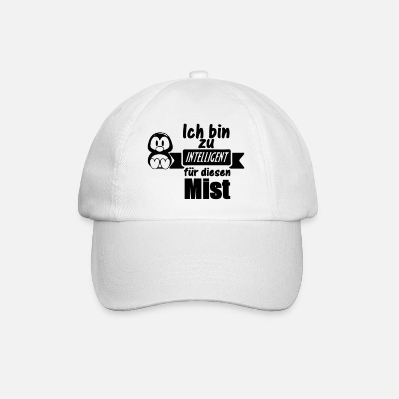 Pinguin Spruch - Zu intelligent Geschenk - Baseballkappe - Weiß/Weiß