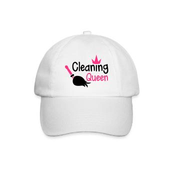 cleaning queen with a broom and a royal crown - Baseball Cap - white/white - Front