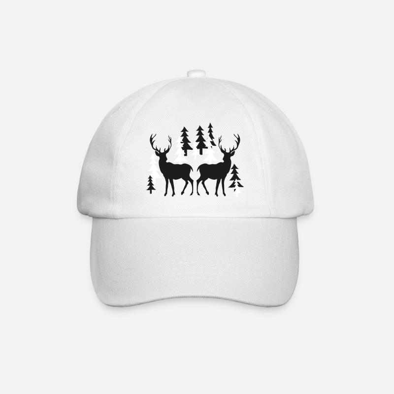 Weihnachten Hirsche im Wald - Baseballkappe - Weiß/Weiß