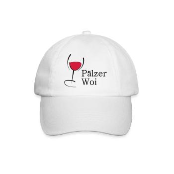 Pälzer Woi Weinglas - Baseballkappe - Weiß/Weiß - Vorne