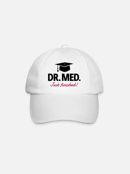 Dr. med. - Doktorhut - Baseballkappe - Weiß/Weiß
