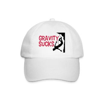 gravity sucks klettern gefaehrlich logo design lus - Baseballkappe - Weiß/Weiß - Vorne
