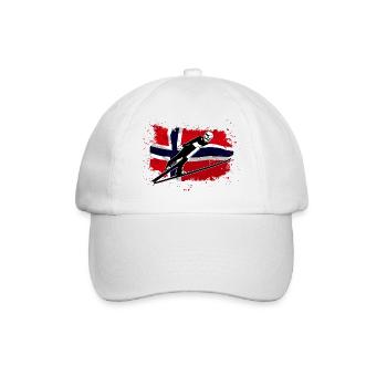 Skispringen - Skijumping - Norway Flag - Baseballkappe - Weiß/Weiß - Vorne