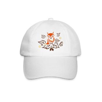 Petit renard avec des feuilles, l'automne. - Casquette classique - blanc/blanc - Devant