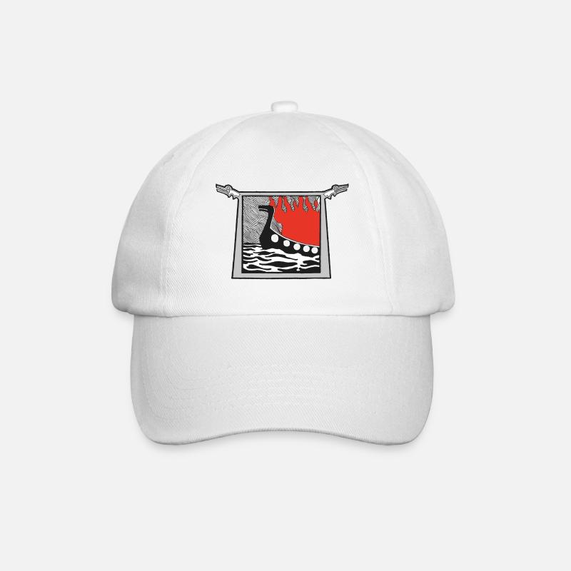 Brennendes Wikingerschiff - Baseballkappe - Weiß/Weiß