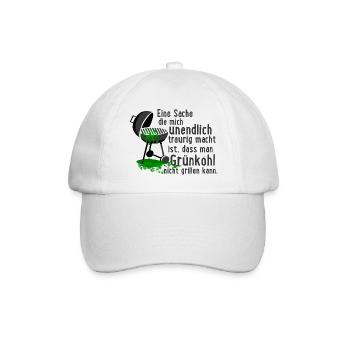 Grünkohl kann man nicht Grillen - Baseballkappe - Weiß/Weiß - Vorne