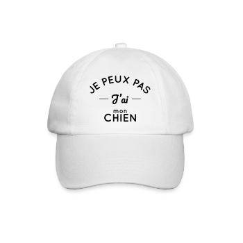 Je peux pas j'ai mon chien - Casquette classique - blanc/blanc - Devant