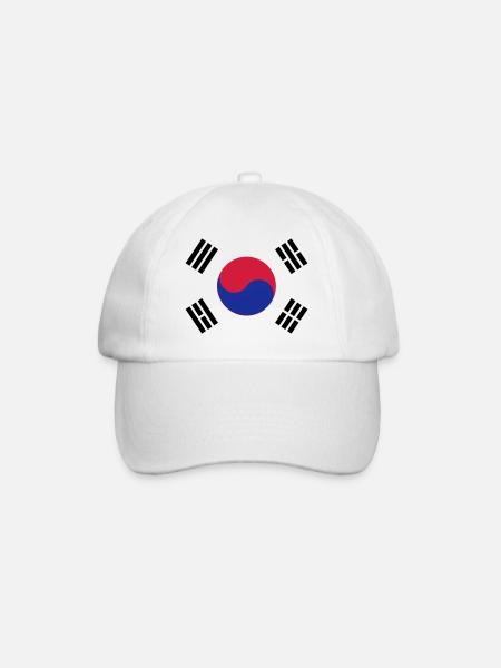 South Korea Flag - Baseballkappe - Weiß/Weiß