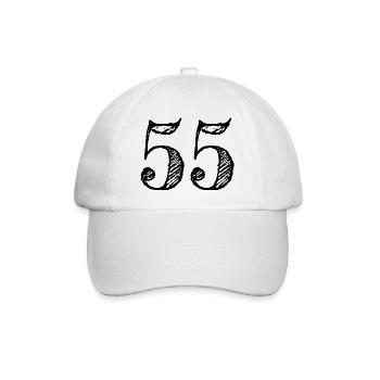 Zahl 55-55 (handdrawn) - Baseballkappe - Weiß/Weiß - Vorne