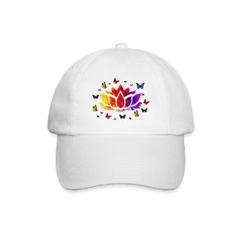 Ich liebe die Lotusblume, Lotus, Lotus Hoodies, Lot - Baseballkappe - Weiß/Weiß - Vorne