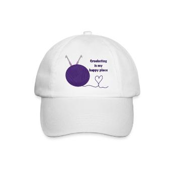 Häkeln ist mein glücklicher Ort - Baseballkappe - Weiß/Weiß - Vorne