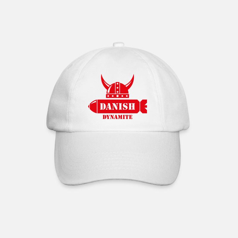 Danish Dynamite (Dänemark / Wikinger / Geschoss) - Baseballkappe - Weiß/Weiß
