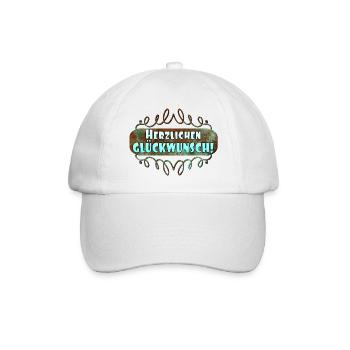 Herzlichen Glückwunsch GRATULATION GRUß - Baseballkappe - Weiß/Weiß - Vorne