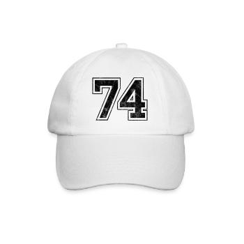 Number 74 - Baseball Cap - white/white - Front