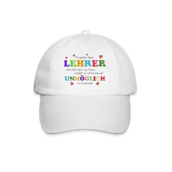 Ein großartiger Lehrer, ist unmöglich zu vergessen - Baseballkappe - Weiß/Weiß - Vorne
