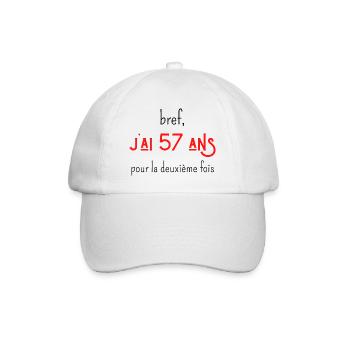 bref j'ai un 57 ans pour la deuxième fois - Casquette classique - blanc/blanc - Devant