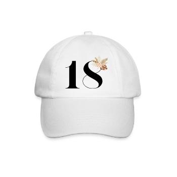 18th Anniversary Flowers (Gift of 18 years) - Baseball Cap - white/white - Front