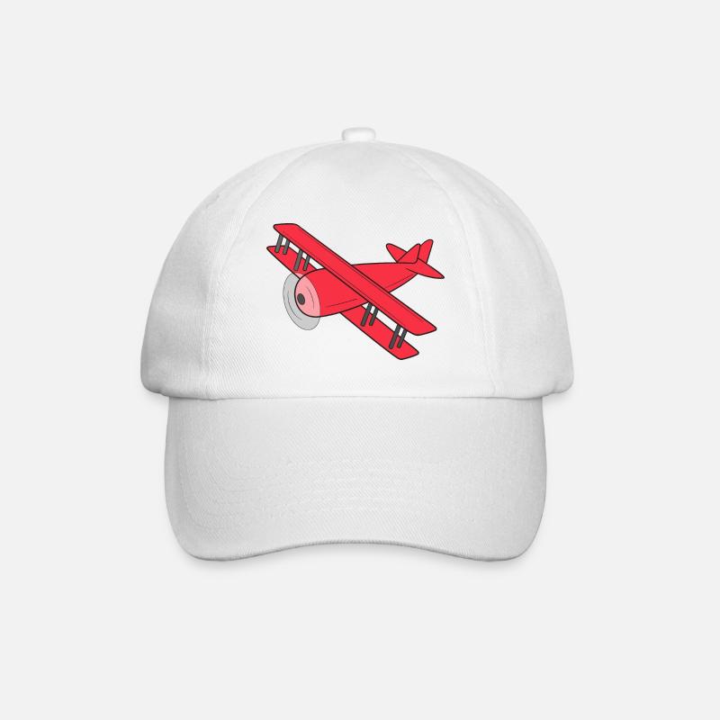 Flugzeug Doppeldecker - Baseballkappe - Weiß/Weiß