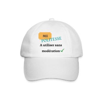 Pass politesse à utiliser sans modération - Casquette classique - blanc/blanc - Devant